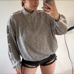 PINK Victoria's Secret Heather Gray Quarter-Zip Sweatshirt

#1281